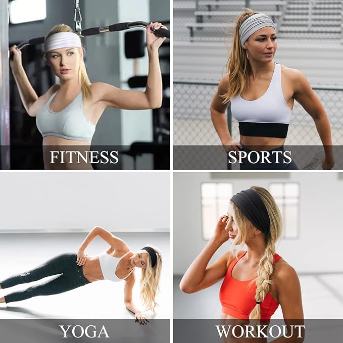 Huachi Wide Non-Slip Headbands - Workout Yoga Hair Accessories for Women