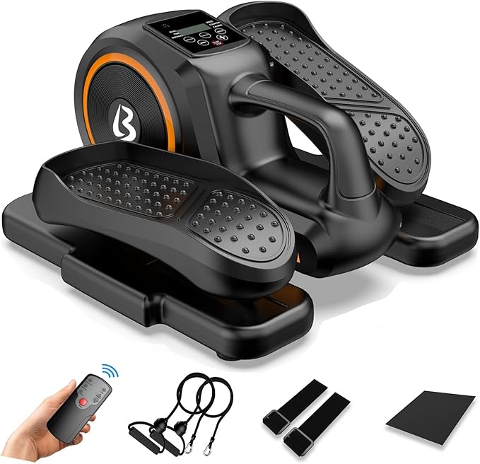 pooboo Under Desk Elliptical Machine, Ellipse Leg Exerciser for Seniors Fully Assembled, Portable & Quiet Electric Seated Pedal Exerciser with Remote Control & LCD Display