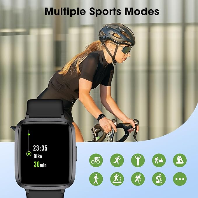Fitness Tracker Watch with Heart Rate Monitor 5ATM Waterproof