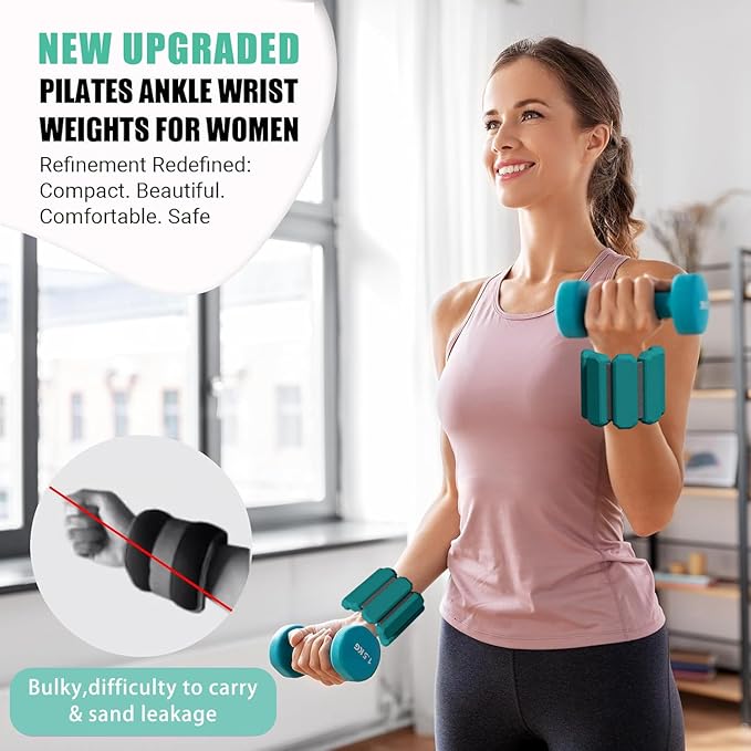 Pilates Wrist & Ankle Weights for Women 2(1Lbs Each),