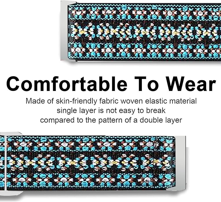 Compatible for FITVII Fitness Tracker Bands, 18mm, 20mm, 22mm Stretch Elastics Nylon Adjustable Replacement Strap Accessories