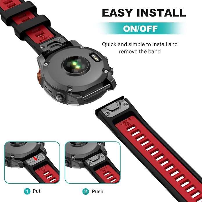 OVERSTEP Compatible with Fenix 7X Bands, 26mm Width Soft Silicone Replacement Strap for Fenix 7X Pro/Fenix 6X/ Fenix 5X/ Fenix 3 Smartwatch