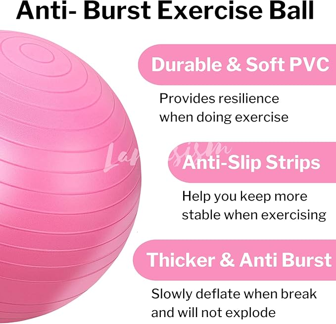 Cardio Drumming Equipment Set - 26" Exercise Ball with Pump and Weighted Cardio Drumming Sticks with Grips - Fitness Yoga Ball Drumsticks Workout for Balance, Rhythm, Aerobic Moves, Dance, Gymnastics