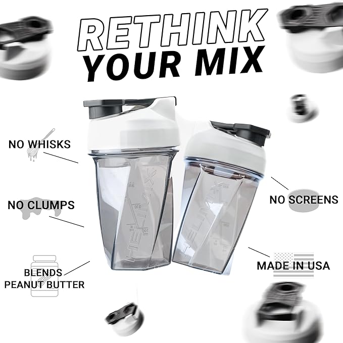 HELIMIX 1.5 Vortex Blender Shaker Bottle Holds Upto 20oz | No Blending Ball or Whisk | USA Made | Portable Pre Workout Whey Protein Drink Shaker Cup | Mixes Cocktails Smoothies Shakes | Top Rack Safe