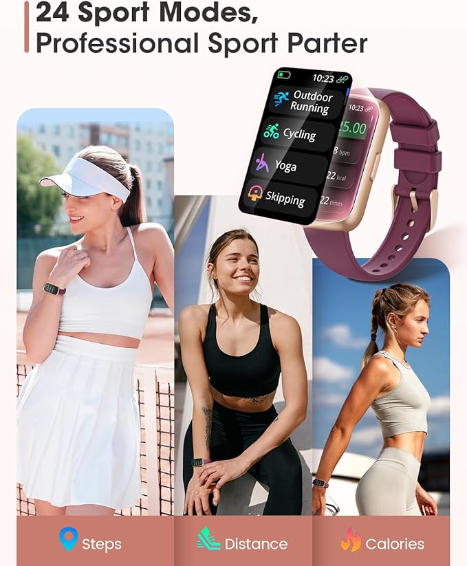Fitness Tracker Watch, 1.47" Smart Watch for Women with Health & Fitness Tracker, 24/7 Heart Rate/Blood Oxygen/Sleep Monitor Smart Watches for Women, Smart Watch for Android/iOS Phones (2 Bands)
