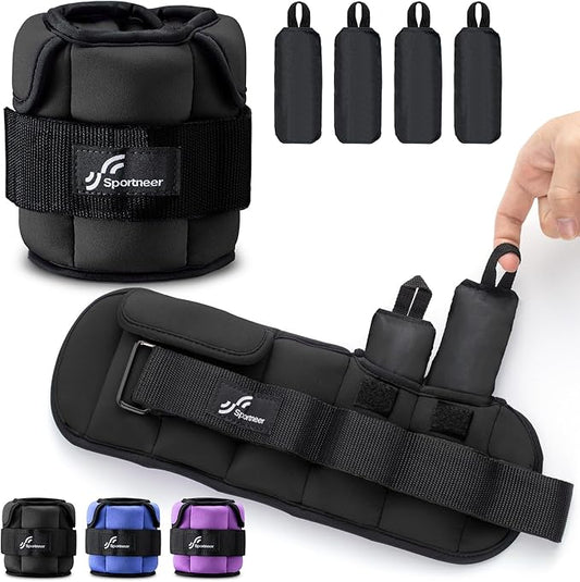 Sportneer Adjustable Ankle Weights for Women and Men：1 1 2 2 3 3 4 4 6 6 7 7 8 8 10 10 lbs