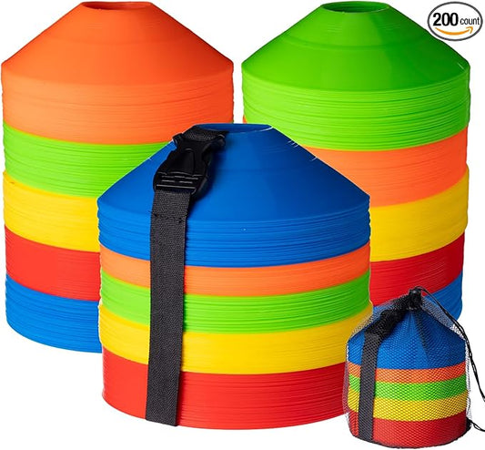 Sratte 200 Pcs Soccer Cones with Strap and