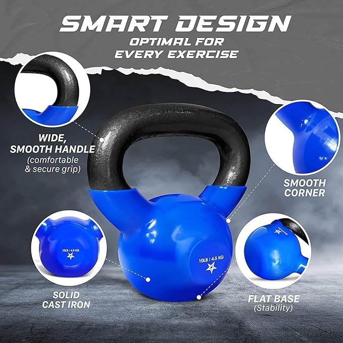 Yes4All 5-65lbs Kettlebells Vinyl Coated Cast Iron