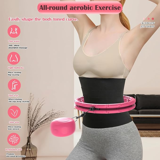 KABCON Infinity Weighted Exercise Hoop Plus Size Loss,65/62/60 Inch 2 in 1,with Weight