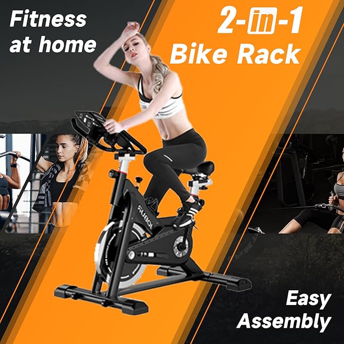 Exercise Bike JOBUR stationary Bike Silent Transmission Workout Bike 300 lbs load-bearing Magnetic Resistance Pro Indoor Cycling Bike with Tablet Computer Mount & LCD Monitorand comfort cushions for Home Gym Cardio Fitness Training