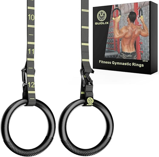 QUOLIX Gymnastic Rings with Adjustable Straps 1300lbs Exercise