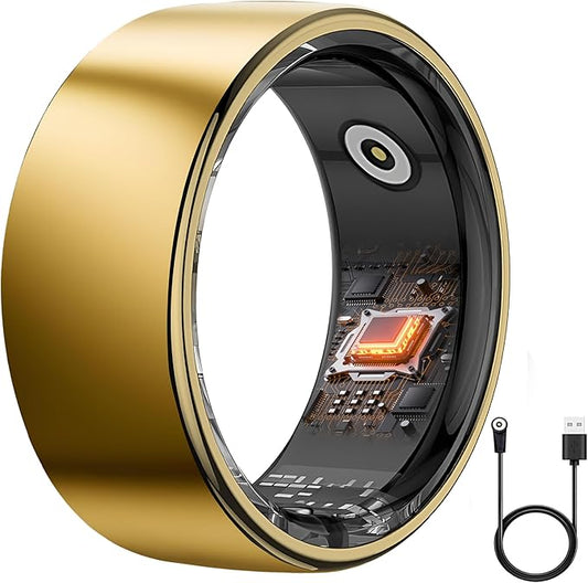 Smart Ring Health Tracker - 24/7 Fitness & Sleep Tracking with Heart Rate Monitor, IP68 Waterproof Activity Tracker for Men/Women, 50+ Workout Modes, 7-Day Battery
