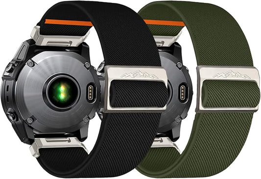 22mm Nylon Stretchy Band for Garmin Fenix 6 Pro/6/7/7 Pro/5/5 Plus Band, Soft Smartwatch Band for Forerunner 935/945/955,for Instinct/2/Approach S60/S70-47mm, Descent G1/Epix 2/Epix Pro 47mm
