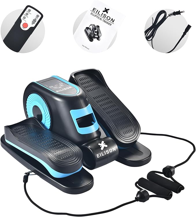 EILISON Under Desk Elliptical Machine, Electric Ellipse Leg Exerciser as Seen on TV with Resistance Band, Quiet Portable Elliptical Machine, Seated Pedal Exerciser with Remote Control