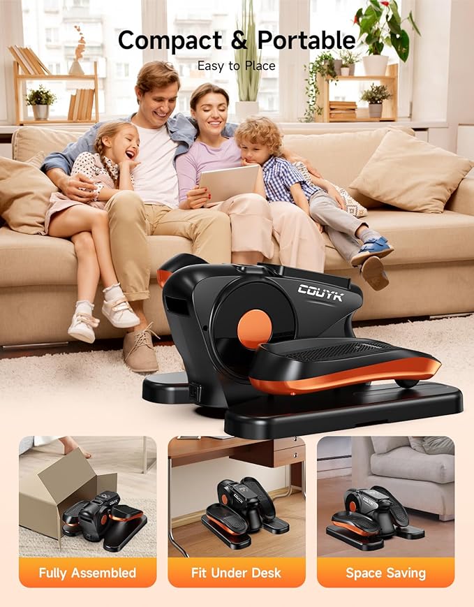 Under Desk Elliptical Machine,Electric Ellipse Leg Exerciser for Seniors Adults,Quite Portable with Display Monitor,Non-Slip Foot Straps and Remote Control and 12 Adjustable Speeds
