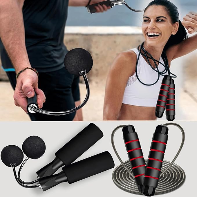 Jump Rope & ropeless jump rope, Exercise Jumprope for Men Women and Kids Workout,Rapid Speed Jumping Rope for Cardio and Endurance Training,for Home Aerobic Exercise Equipment - 2 Pack