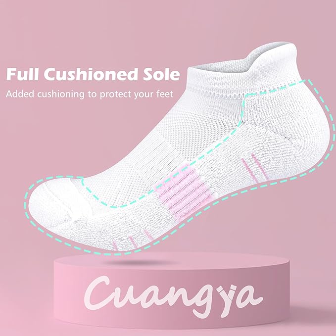 Ankle Socks Women Athletic No Show Socks Running Comfort Cushioned 5-Pairs