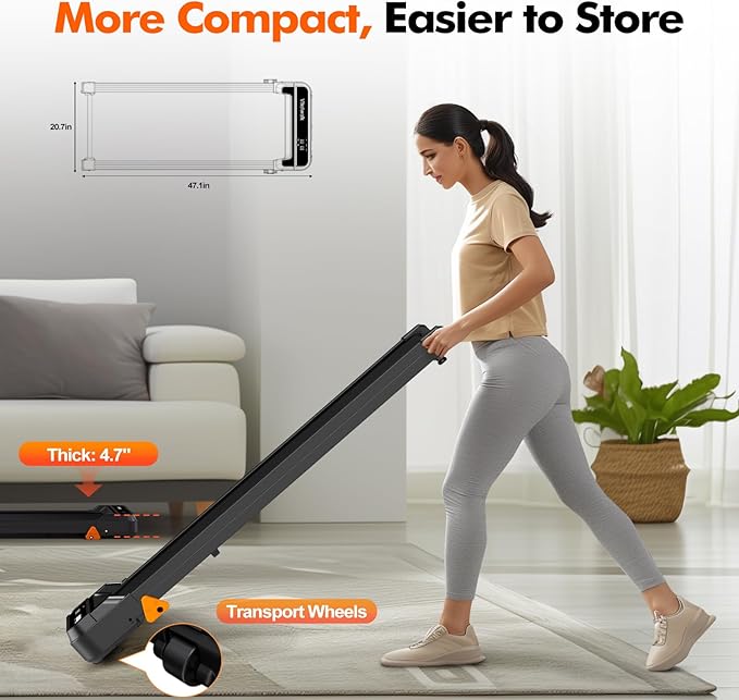 Walking Pad Treadmill with Incline, 3-Levels 300 lbs Capacity Portable Under Desk Treadmill for Home Office Apartment, Mini Space-Saving Compact Design, 2.5HP Ultra-Quiet, Heavy Duty 2025 Upgrade