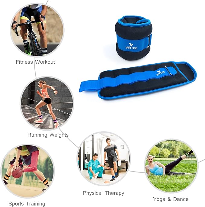 Ankle/Wrist Weights for Women, Men, Kids - Arm Leg Weights Set with Adjustable Strap - Running, Jogging, Gymnastic, Physical Therapy, Fitness - Choice of 1 lb 2 lbs 3 lbs 4 lbs 6 lbs 8 lbs 10 lbs