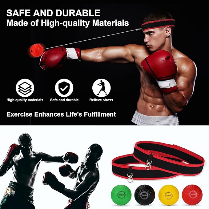 Upgraded Boxing Reflex Ball, Boxing Training Ball with Headband Perfect for Reaction, Punching Speed, Fight Skill, Fitness, Newst Boxing Equipment