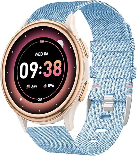 Compatible with Sanorum Smart Watches Band, 20mm, 22mm Breathable Nylon Woven Fabric Replacement Strap Compatible for HaSaKei G53, Sanorum G53, G56 Smart Watches