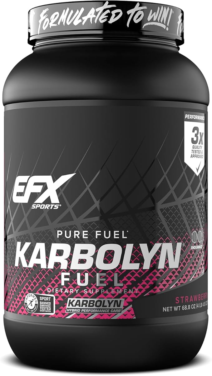 EFX Sports Karbolyn Fuel | Fast-Absorbing Carbohydrate Powder | Carb Load, Sustained Energy, Quick Recovery | Stimulant Free | 35 Servings (Strawberry)