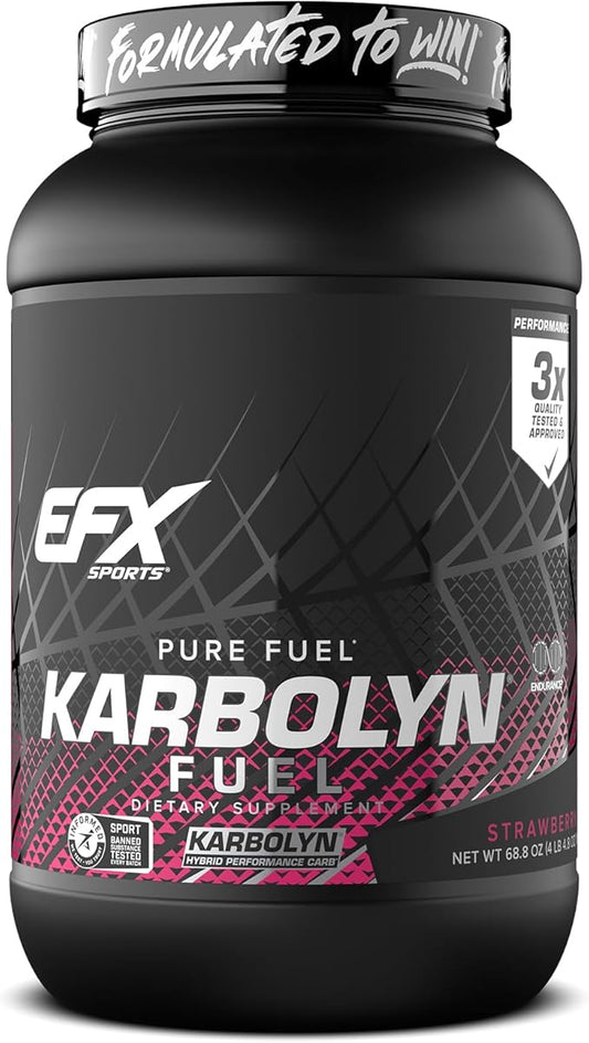 EFX Sports Karbolyn Fuel | Fast-Absorbing Carbohydrate Powder | Carb Load, Sustained Energy, Quick Recovery | Stimulant Free | 35 Servings (Strawberry)