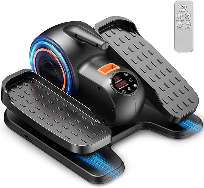 Under Desk Elliptical Machine, Electric Ellipse Leg Exerciser as Seen on TV for Seniors with Remote Control & 10 Leve Speeds, Fully Assembled, Quiet & Portable Seated Pedal Exerciser for Home Office