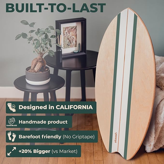 STAASH® Balance Board – Starter (Board + Roller) or Full Kit (w/Mat, Ball & Disc) – Core Balance Trainer for Fitness, Rehab, Surf – Free Coaching Videos
