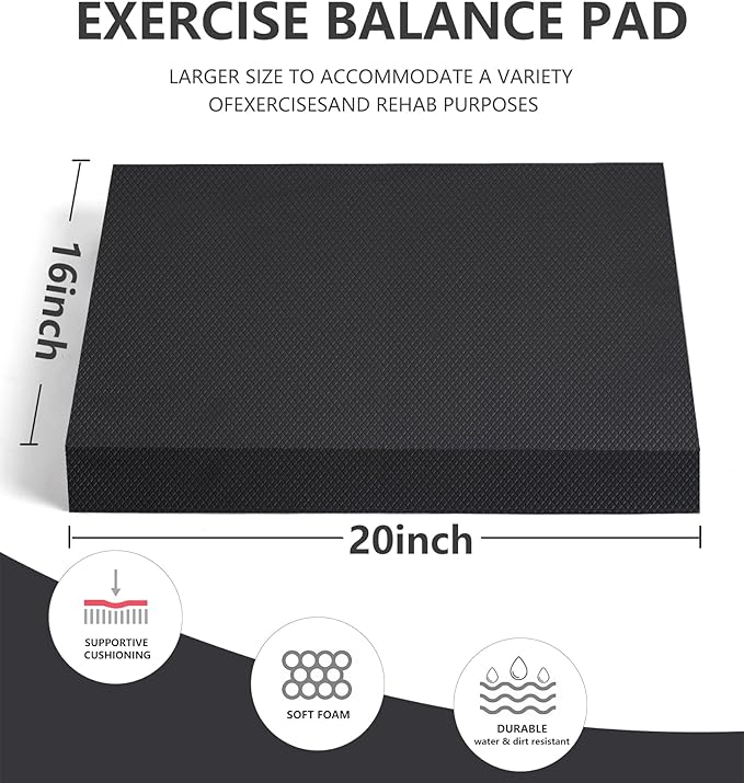 nuveti Large Balance Pad - TPE Non-Slip Mat Exercise（20''x16''x2.4''）