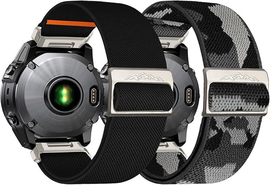 26mm Nylon Stretchy Band for Garmin Fenix 6x/5x/7x Band, Soft Adjustable Smartwatch Bands for Garmin Fenix 5X Plus, Fenix 6X Pro,Fenix 3,Fenix 3 HR, Descent MK1/Mk2/ Mk2S,Enduro/Enduro 2