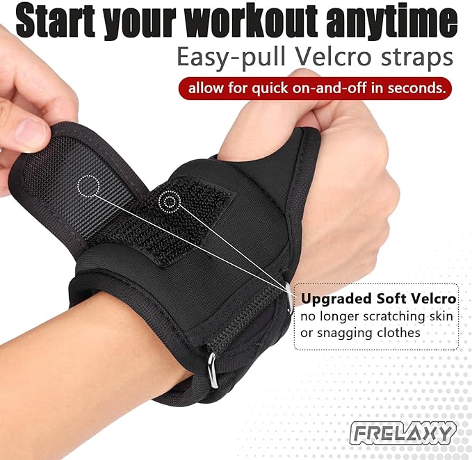 Frelaxy Wrist Weights with Thumb Loops Lock for Men Women 1lb*2 2lbs*2 3lbs*2 Ankle Weights Weighted Gloves for Running Strength Training Yoga Walking Exercises