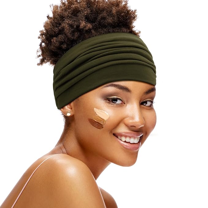 S&N Remille Wide Headbands for Women, Large Hairband, Elastic Non-Slip Headband Twist Knotted Accessories, Yoga Workout Vintage Hair 3 Pack (Colour-7)