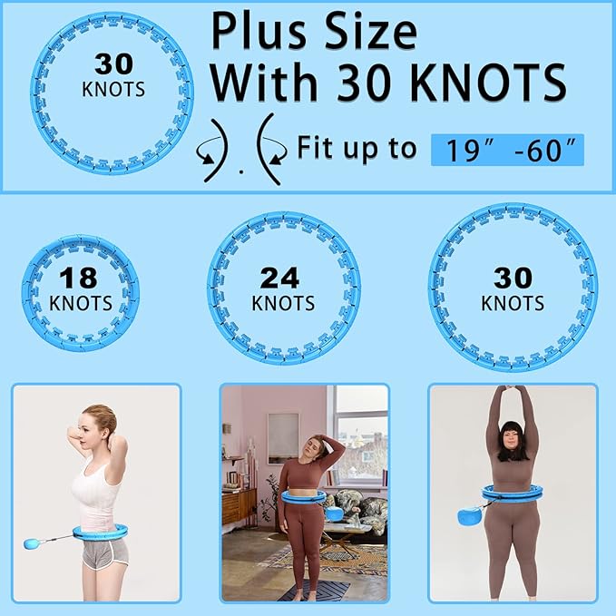KABCON Infinity Weighted Exercise Hoop Plus Size Loss,65/62/60 Inch 2 in 1,with Weight
