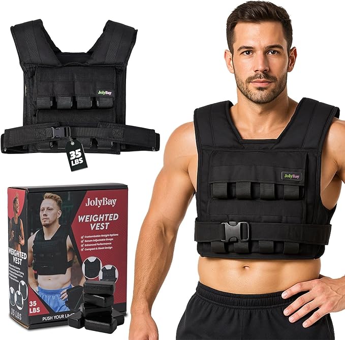 Adjustable Weighted Vest for Men – 20 LBS | 35 LBS Compact Fitness Vest with Durable Oxford Cloth, Ideal for Running, Cardio, CrossFit, Gym, Core Balance, Posture Support, and Strength Training