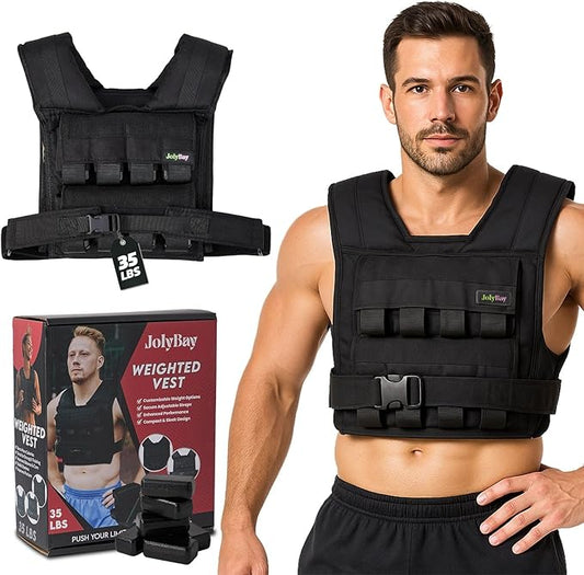 Adjustable Weighted Vest for Men – 20 LBS | 35 LBS Compact Fitness Vest with Durable Oxford Cloth, Ideal for Running, Cardio, CrossFit, Gym, Core Balance, Posture Support, and Strength Training