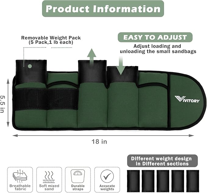 Vivitory Adjustable Ankle Weights for Women & Men 2 to 10 Lbs,