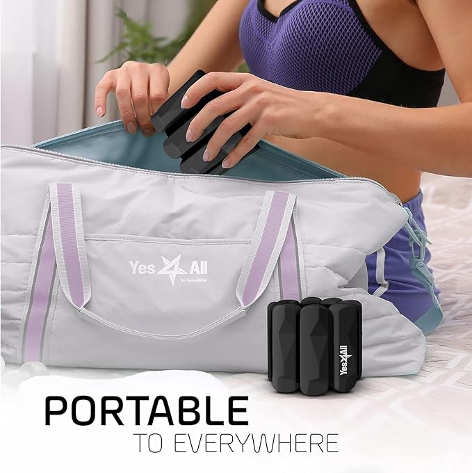 Yes4All Wrist & Ankle Weights Set 2x 1lb - Premium Silicone Adjustable For Women/Men Home Gym, Yoga, Cardio, Pilates, Running