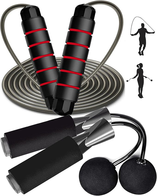Jump Rope & ropeless jump rope, Exercise Jumprope for Men Women and Kids Workout,Rapid Speed Jumping Rope for Cardio and Endurance Training,for Home Aerobic Exercise Equipment - 2 Pack