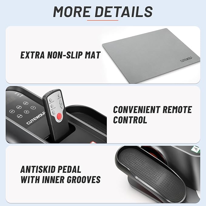 Under Desk Elliptical Machine Electric, Ellipse Leg Exerciser Equipment for Seniors at Home Fully Assembled, Portable & Quiet Pedal Exerciser with LCD Display Monitor