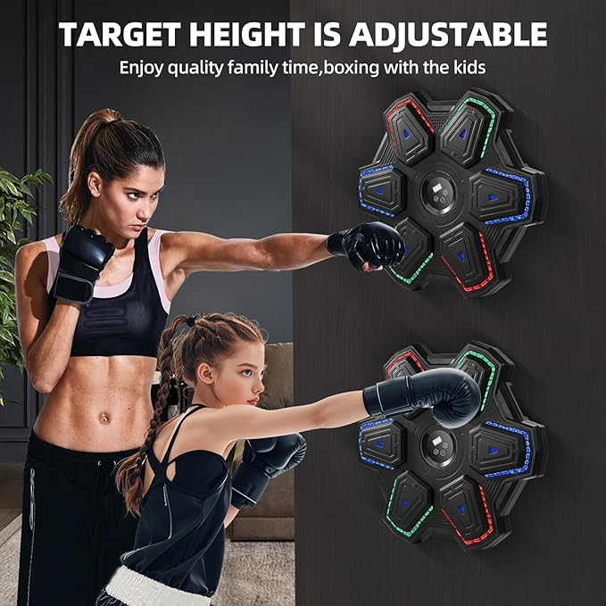 Music Boxing Machine with Boxing Gloves, Wall Mounted Intelligent Bluetooth Music Boxing Trainer, Home, Office and Gym Indoor Electronic Boxing Target Training Punching Equipment with Glove