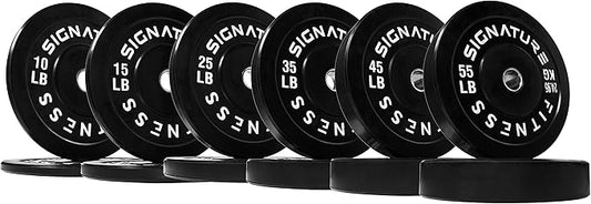 Signature Fitness 2" Olympic Bumper Plate Weight Plates 7FT Olympic