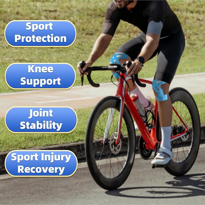 IEADEN Precut Kinesiology Tape for Knees, 20 Pcs - Knee Support & Stability, Knee Pain Relief Athletic Tape - Waterproof & Elastic, Breathable Hypoallergenic Latex-Free Tape, Blue