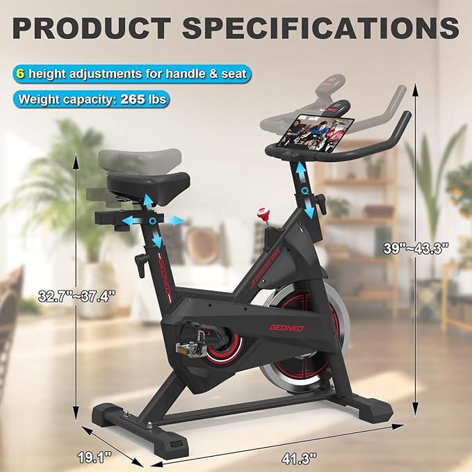 Exercise Bike, Exercise Bike for Home, Stationary Indoor Cycling Bike Cardio Gym with pad Holder and LCD Monitor,Silent Belt Drive & 35 LBS Flywheel