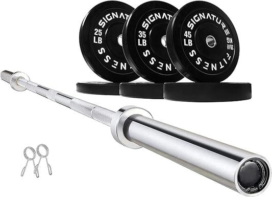 Signature Fitness 2" Olympic Bumper Plate Weight Plates 7FT Olympic