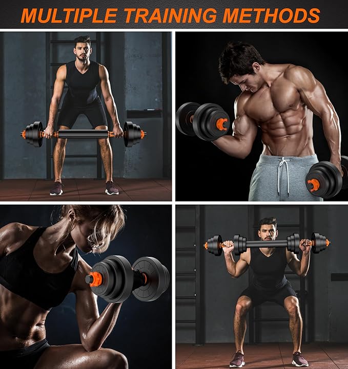 44LB Adjustable Dumbbelsll Set of 2 4 in 1, Barbell