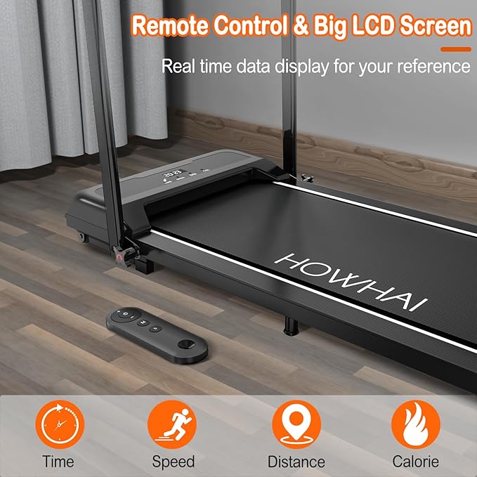 Treadmill with Incline, Walking Pad Foldable Treadmills for Home with 2.5HP, Speed 6.2-7.6MPH Walking Pad with Handle Bar, Remote Control and LED Display