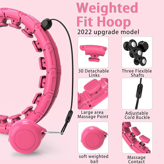 KABCON Infinity Weighted Exercise Hoop Plus Size Loss,65/62/60 Inch 2 in 1,with Weight