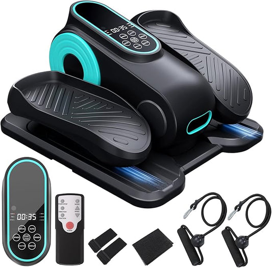 Under Desk Elliptical Machine, Morelax Ellipse Leg Exerciser for Seniors Fully Assembled, Quiet & Portable Electric Seated Pedal Exerciser with Remote Control & 12 Adjustable Speeds