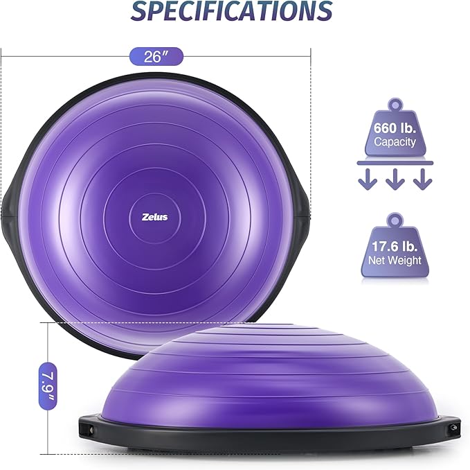 ZELUS 25in. Balance Ball 1500lb Inflatable 2 Bands,